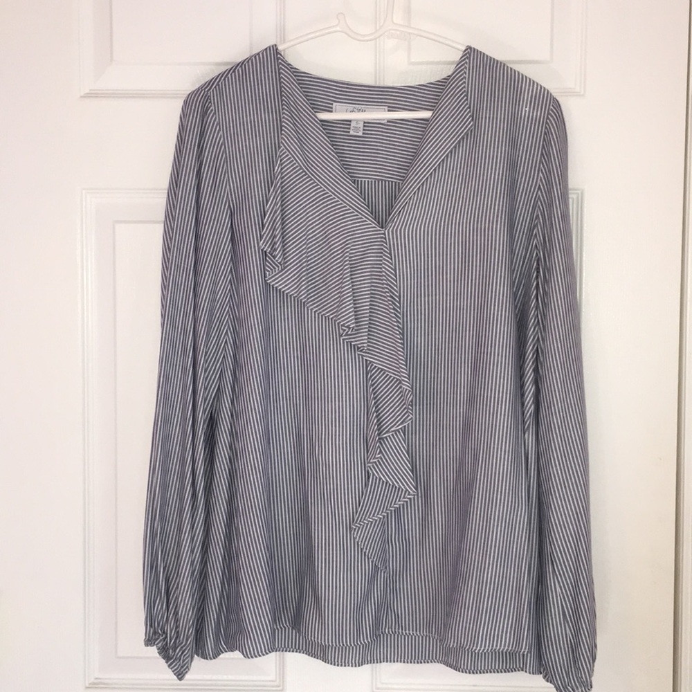 Beautiful Striped Nautical Ruffle Top